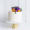 Cutter & Squidge Weddings Purple & Orange - Small 6" ONE TIER DECORATED WHITE WEDDING CAKE